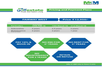 Pay no maintenance for 3 years at M3M Golf Estate in Gurgaon